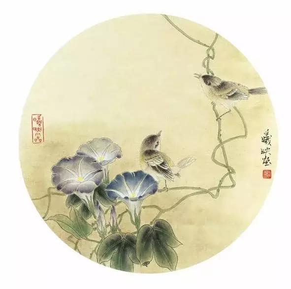 国画工笔牵牛花，艺术之美与自然之韵  国画工笔牵牛花